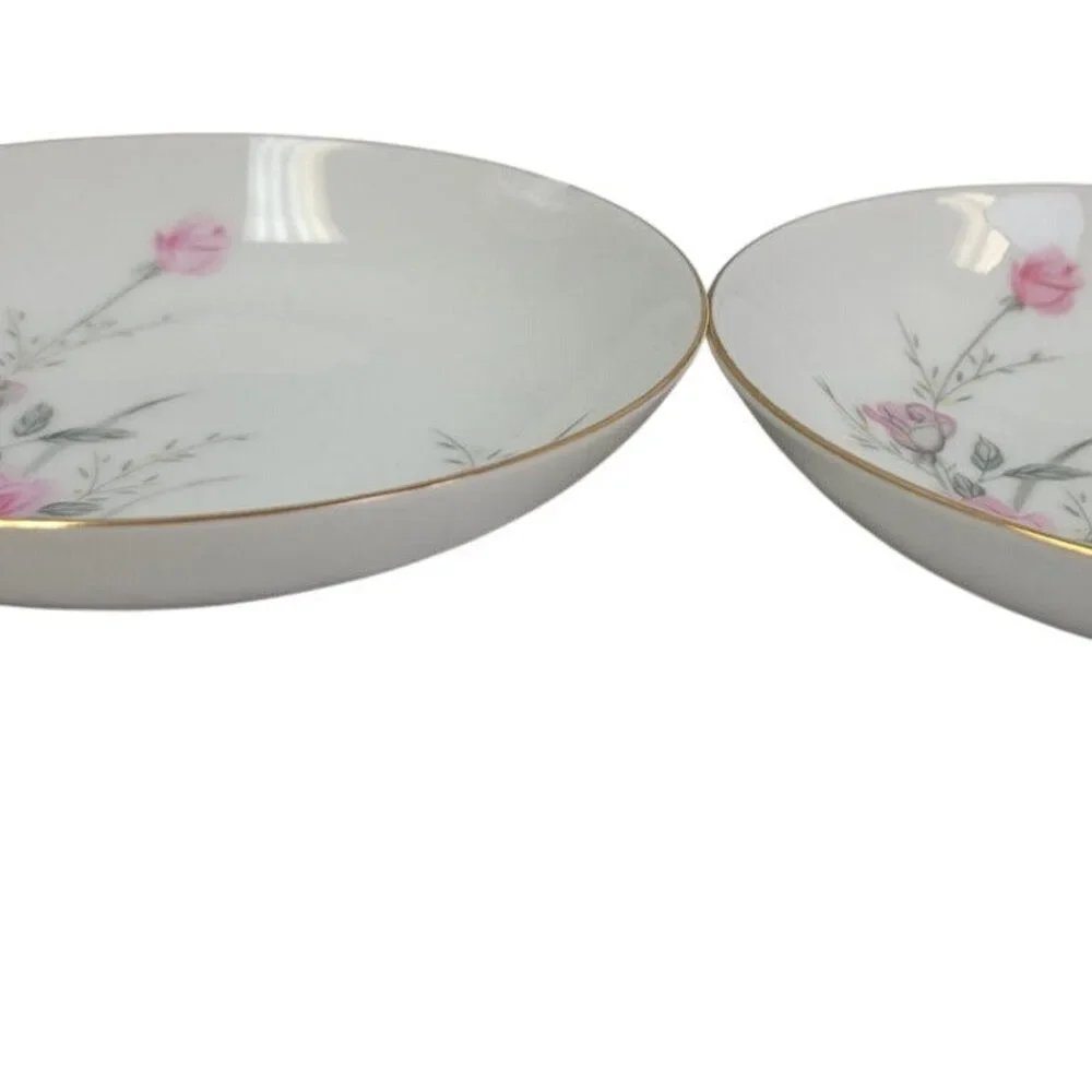 2 Vintage Golden Rose Flower Gold Rim Fine China Japan Small Appetizer Plates